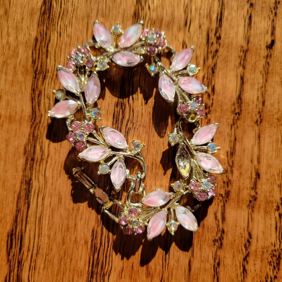 Pink & Silver Metal Bracelet ~ Pretty! *Missing a Stone* ~ GUC ~ Vintage? - Picture 3 of 15